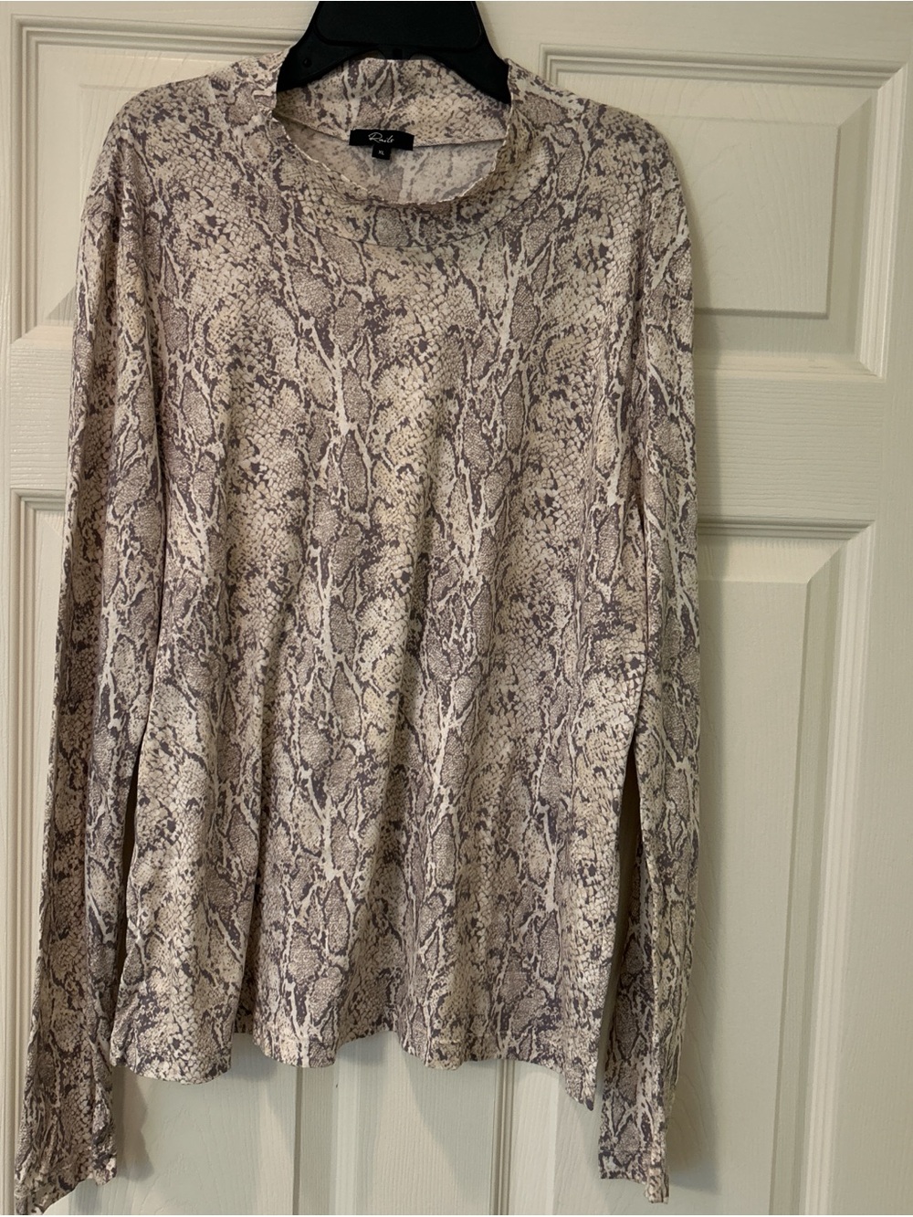 Rails Snake-Print Long Sleeve Top in Taupe and Cream